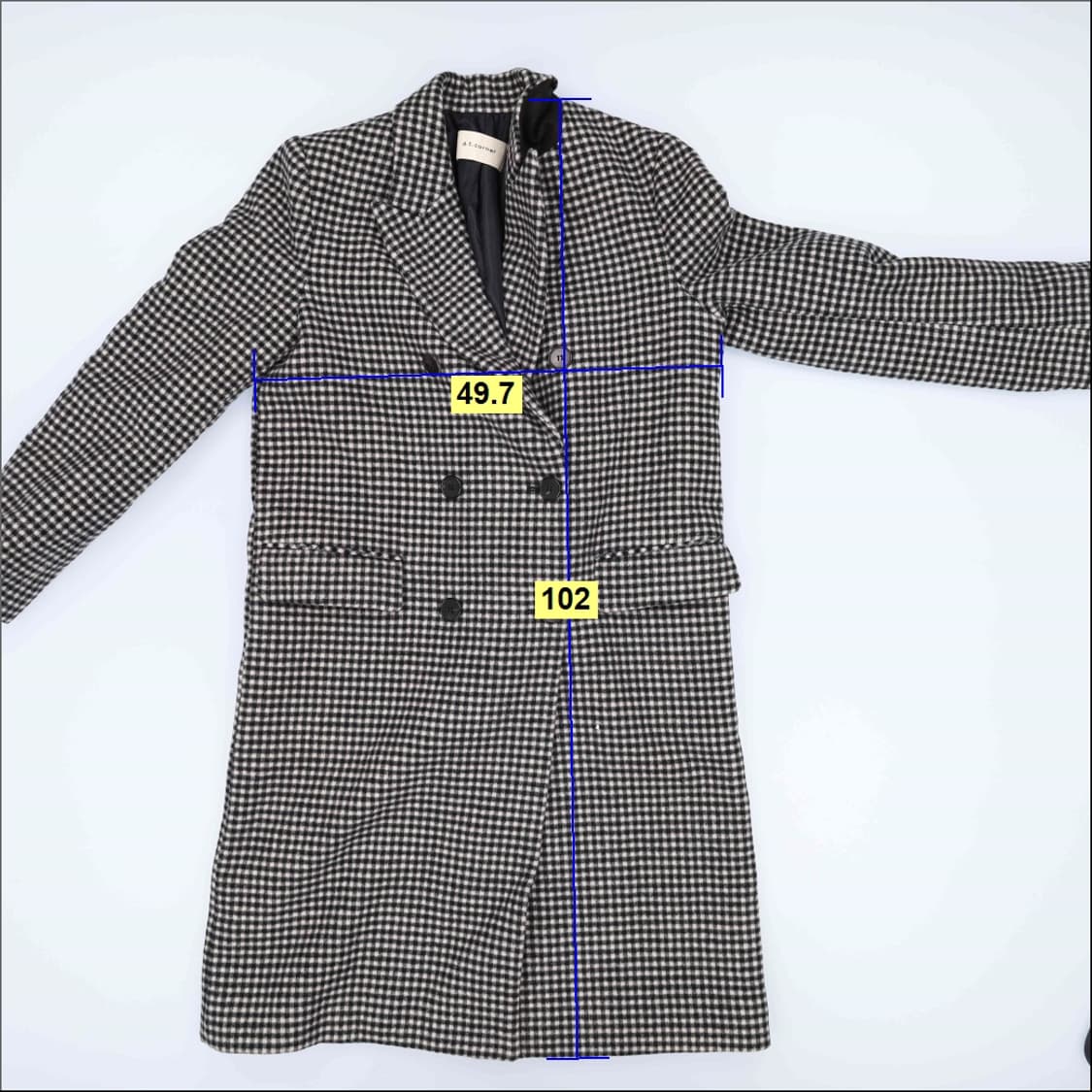 88 앳코너 울 체크 더블 코트 롱자켓 0326J 상품이미지5