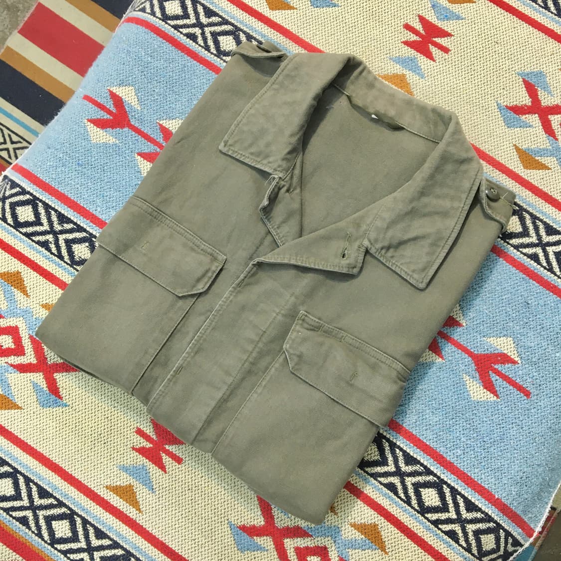 VTG 빈티지 독일군 카키색 밀리터리 야상 셔츠 남성 105 사이즈 상품이미지1