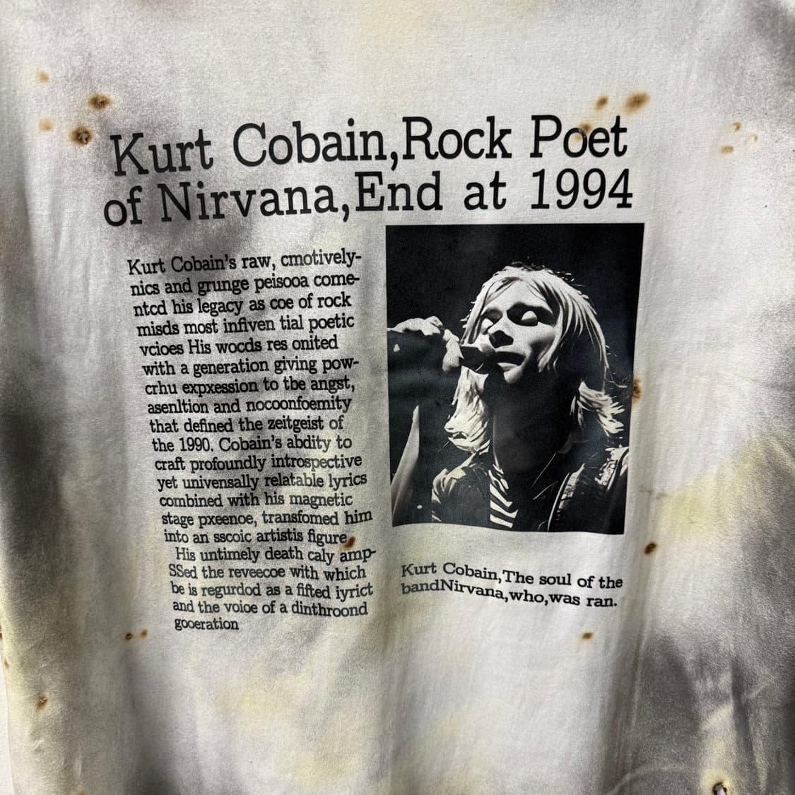 너바나 커트코베인 프린팅 디스트로이드 그릴드데미지 프린팅 워싱 반팔 상품이미지4