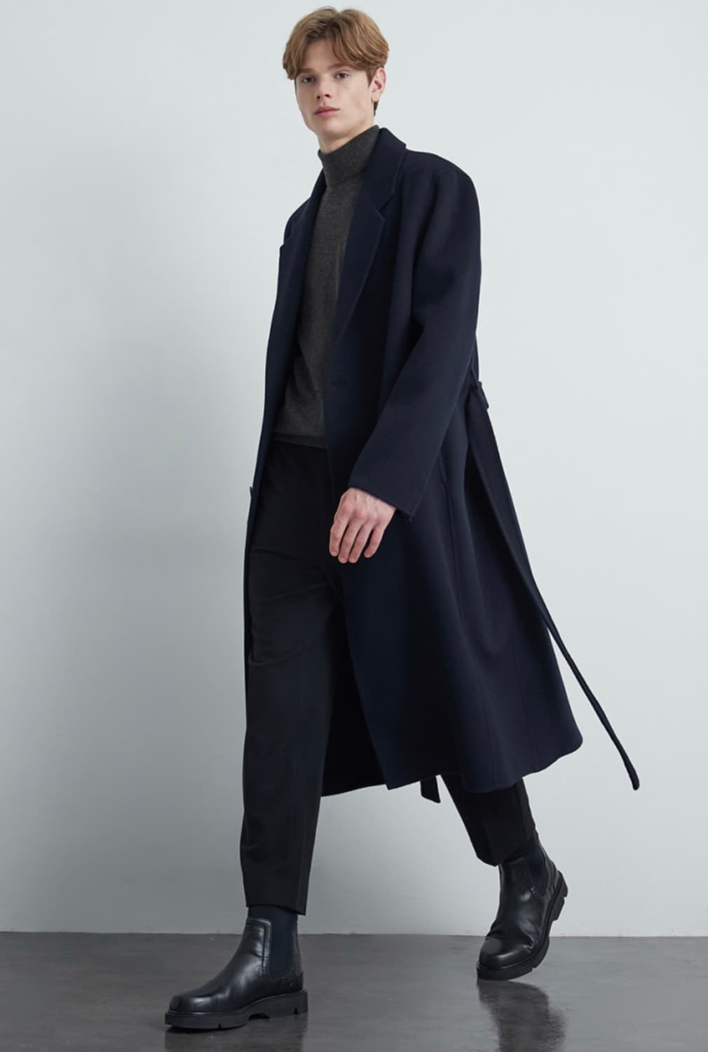 타임옴므 20주년 다크네이비 체스터 벨티드 코트 100사이즈 상품이미지7