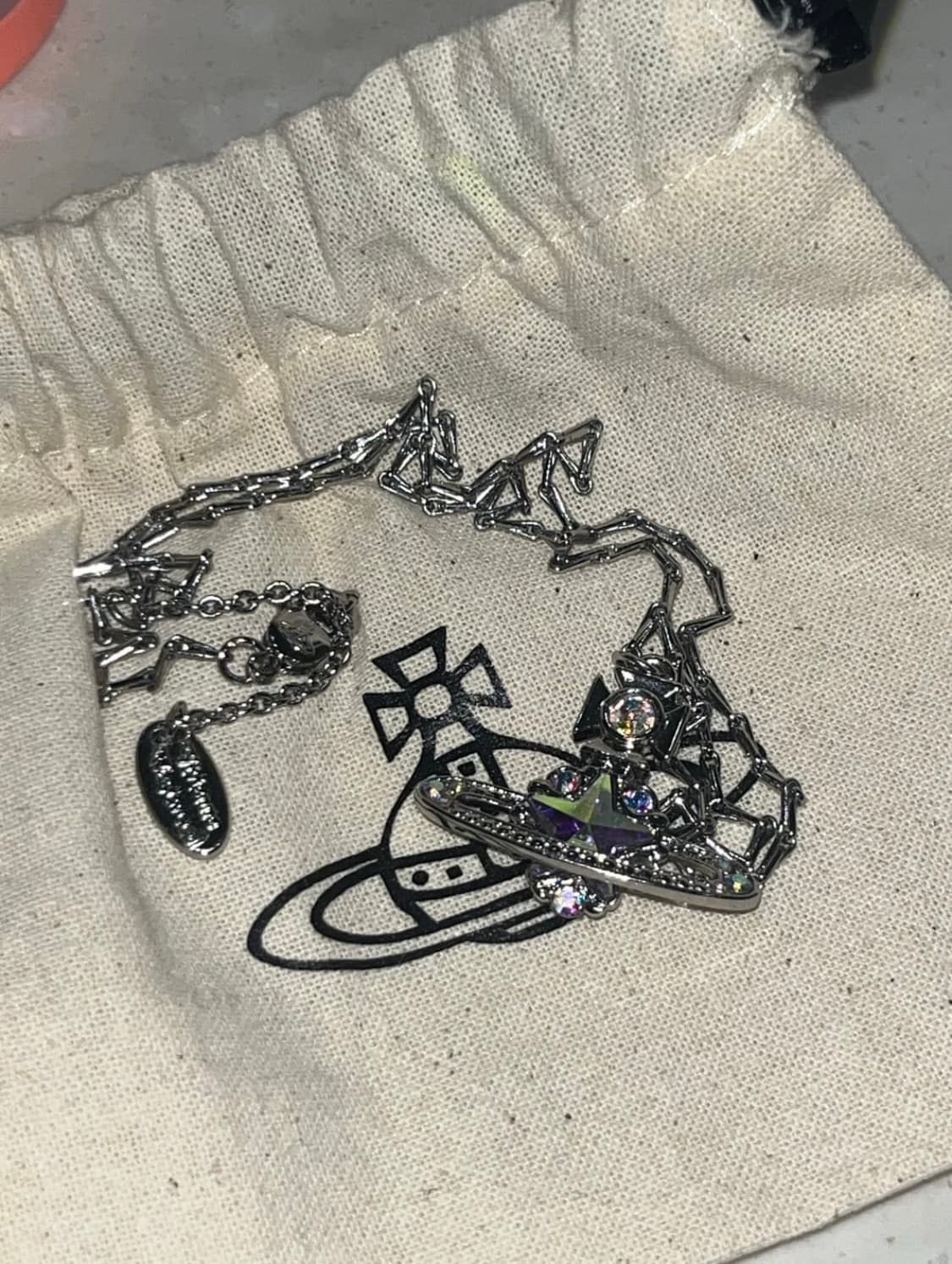 비비안웨스트우드 아카이브 크리스탈 스타 orb 팬던트 목걸이 상품이미지2