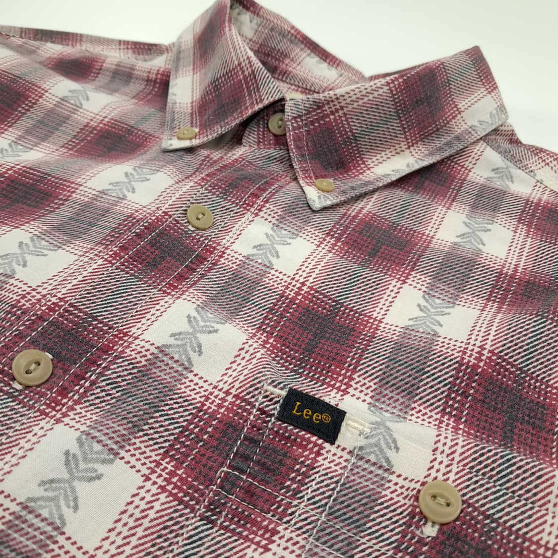 CN921 XL LEE 리 레드 프린팅 타탄체크 긴팔 셔츠 남방 상품이미지5