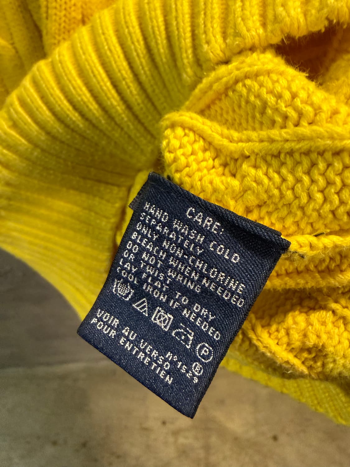 폴로 랄프로렌 케이블 브이넥 코튼 니트 옐로우 M 상품이미지5