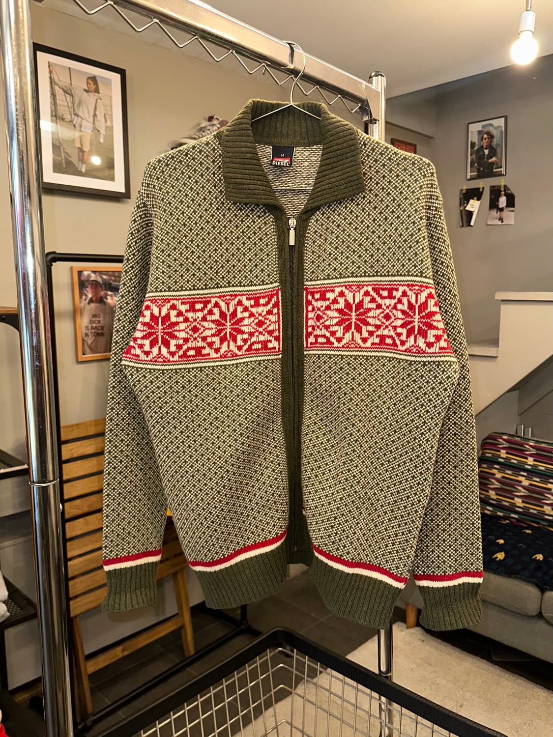 00’s Diesel flower pattern knit zip-up 상품이미지4