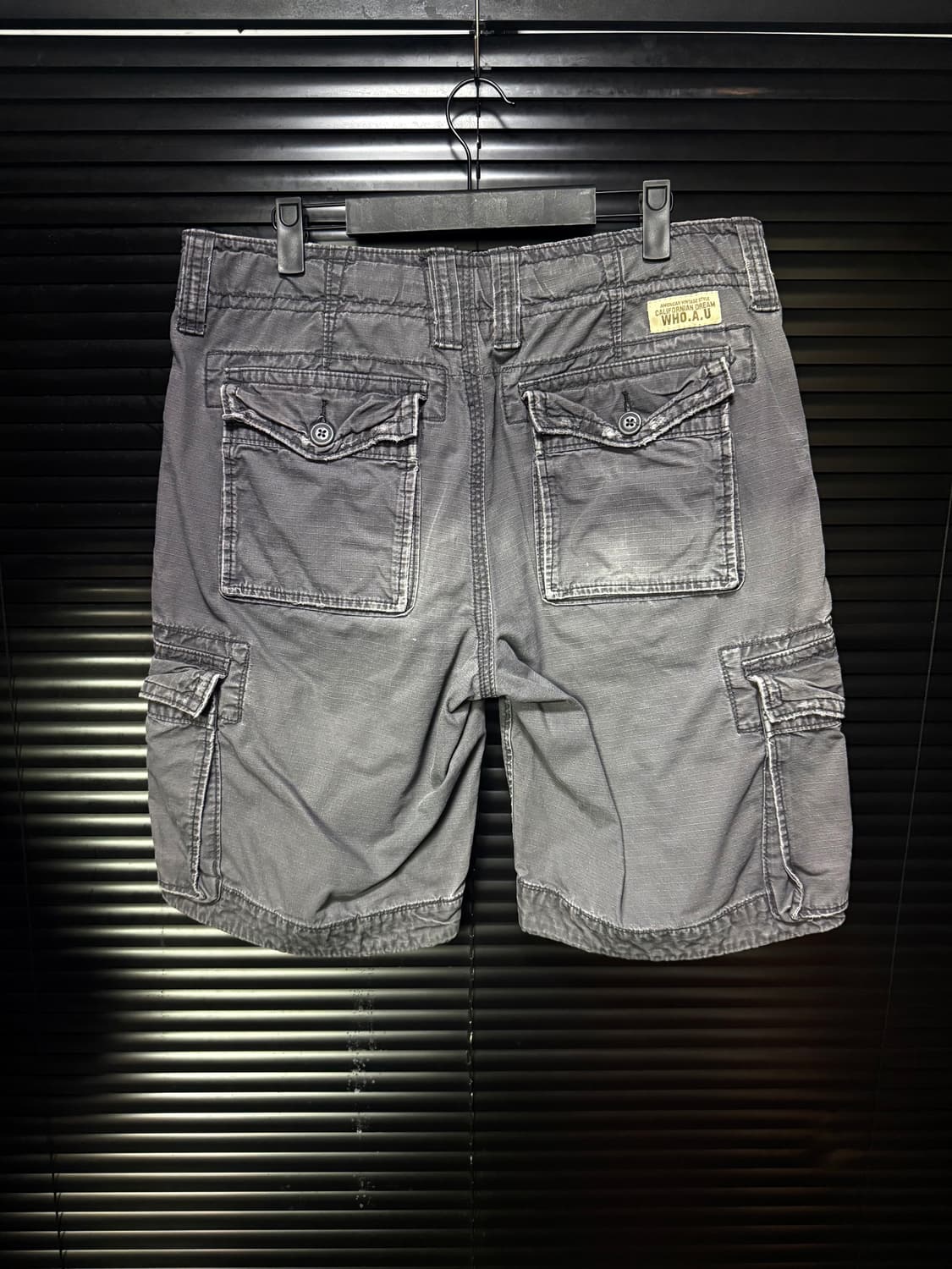 후아유 워싱 데님 애쉬 그레이 워크 카고 팬츠 반바지 쇼츠 32 밀리터리 상품이미지3
