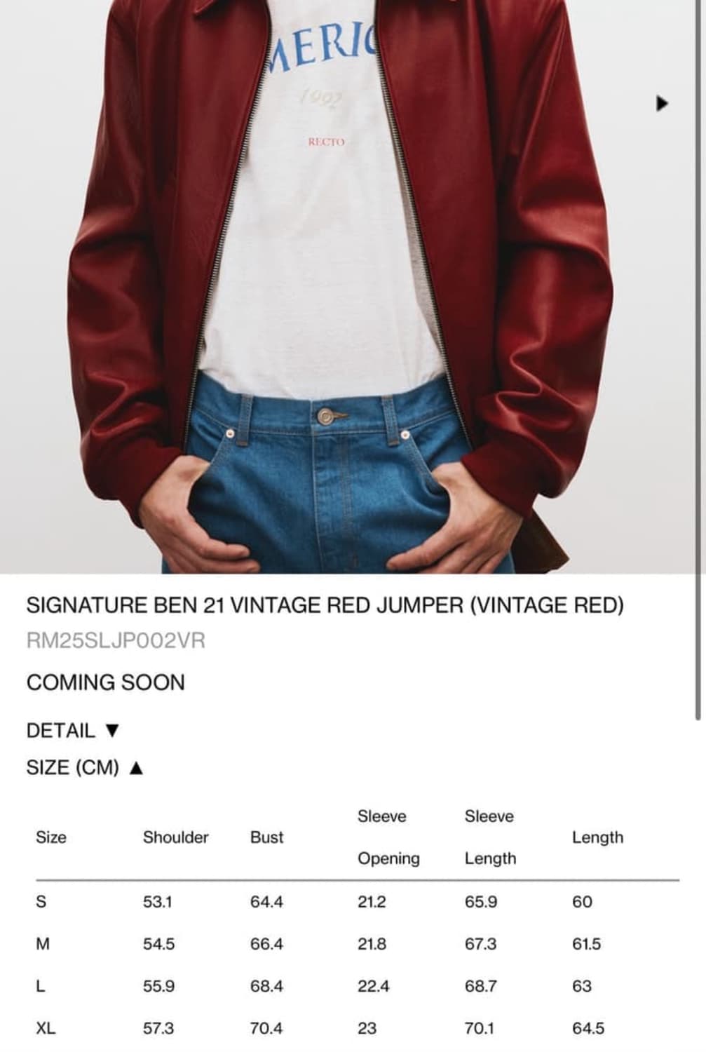 (구매)렉토 RECTO 시그니쳐 벤 21 빈티지 레드 점퍼 XL 상품이미지3
