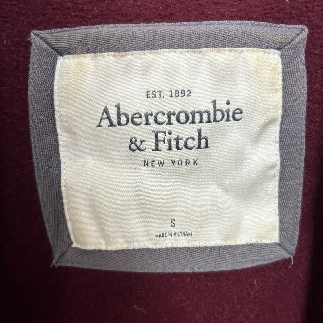 아베크롬비 y2k 아치로고 후드집업 버건디 상품이미지6