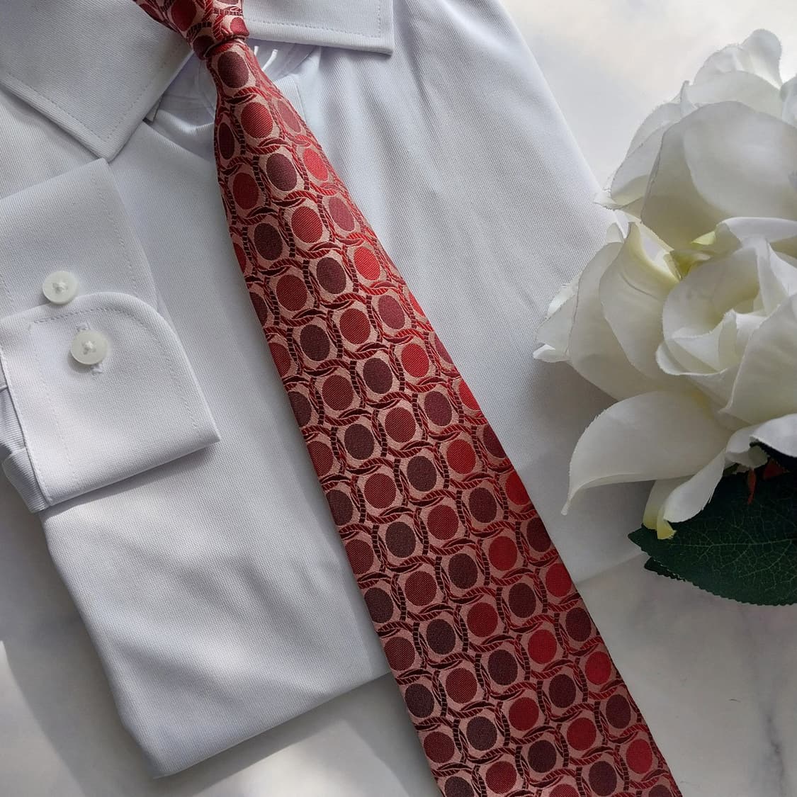 란셀 실크 레드 서클 패턴 넥타이 9.7cm A+등급  K1208
 상품이미지7