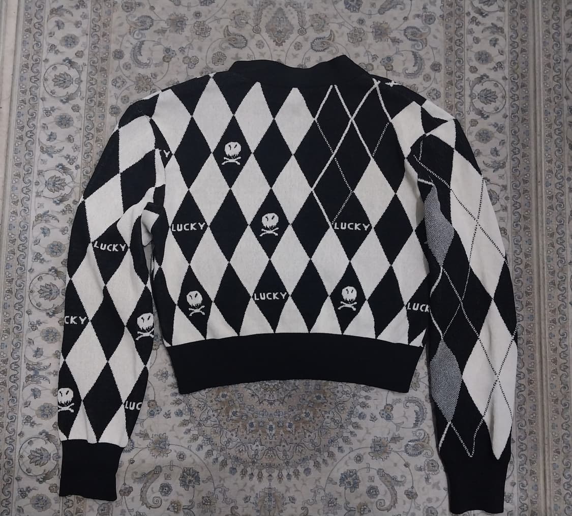 Lucky Chouette 아가일 패턴  스컬  크롭가디건 (55까지) 상품이미지2