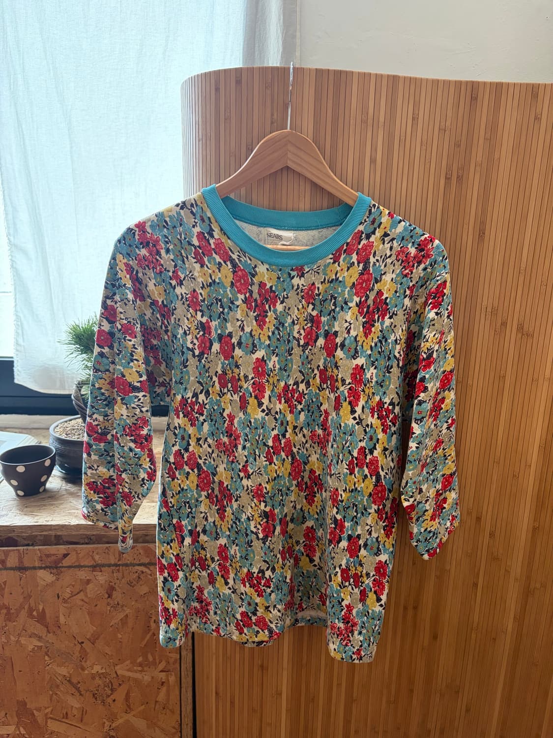 70s SEARS Fashion Flower T-shirt 상품이미지5