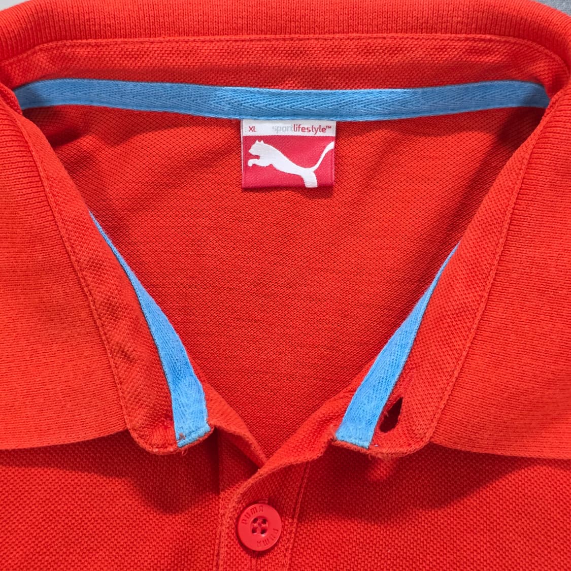 XL 푸마 오렌지 배색 반팔 카라티셔츠 상품이미지7