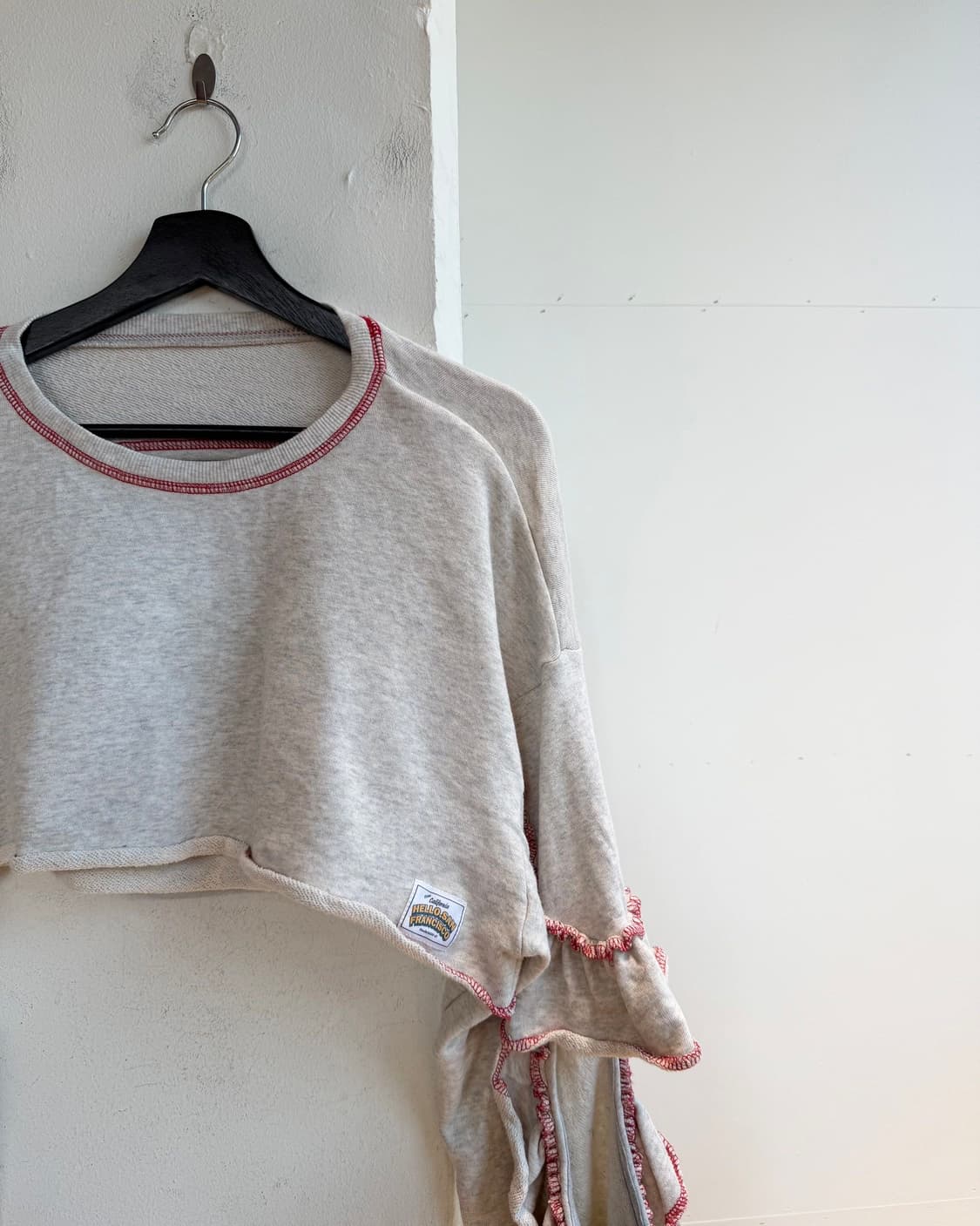 vtg 멜란지 그레이 셔링 크롭 스웻 셔츠  상품이미지5