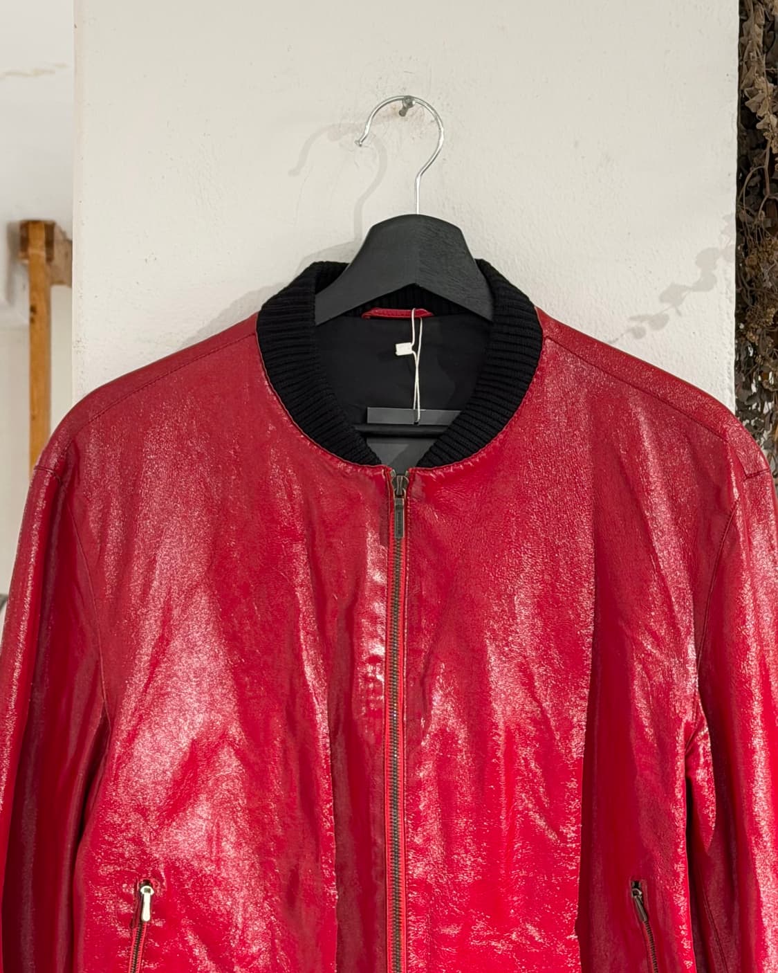 질샌더 레드 레더 봄버 자켓 상품이미지4