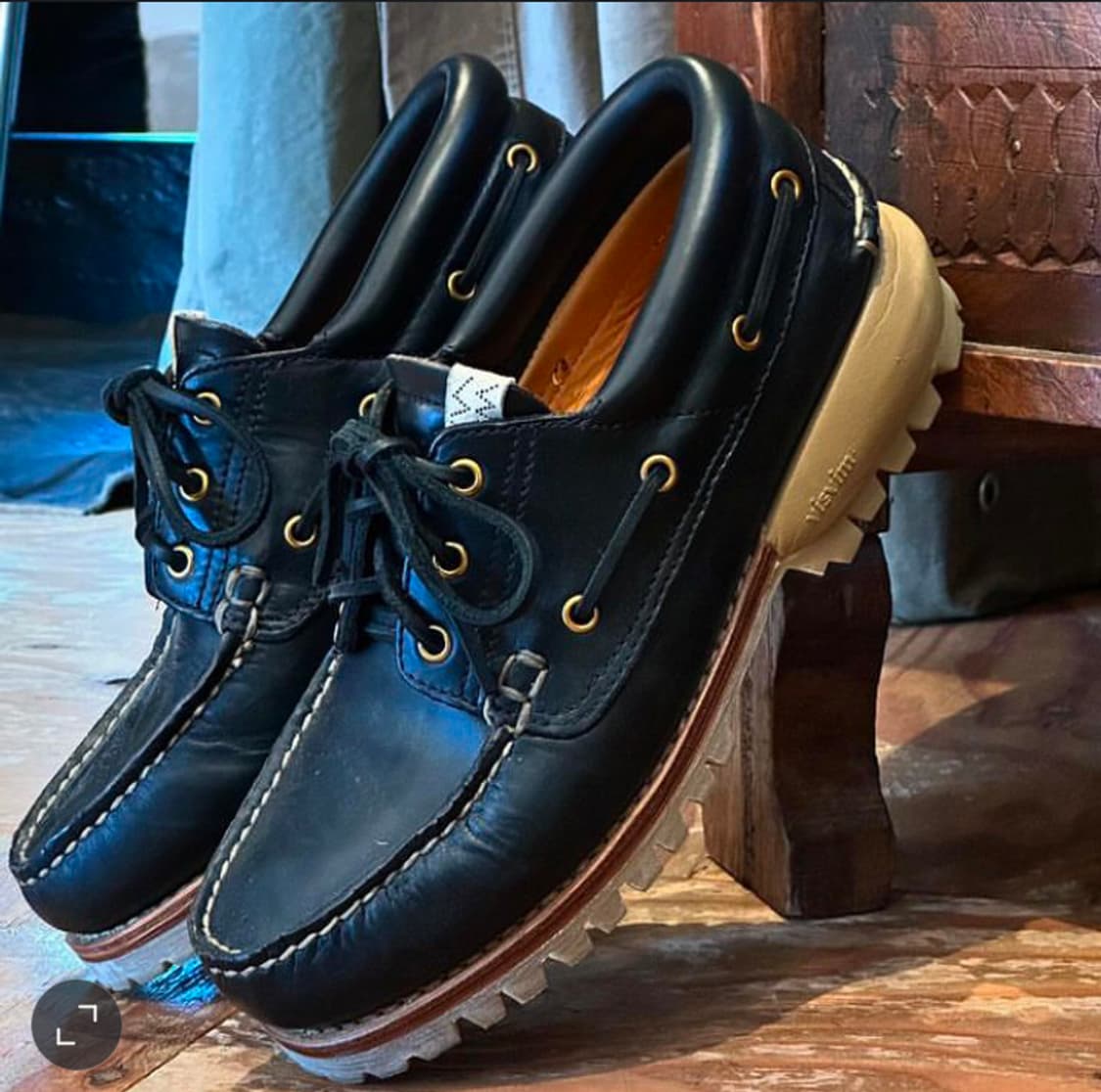 00s 재팬 리얼 카우레더 검솔 보트슈즈 블랙 상품이미지7