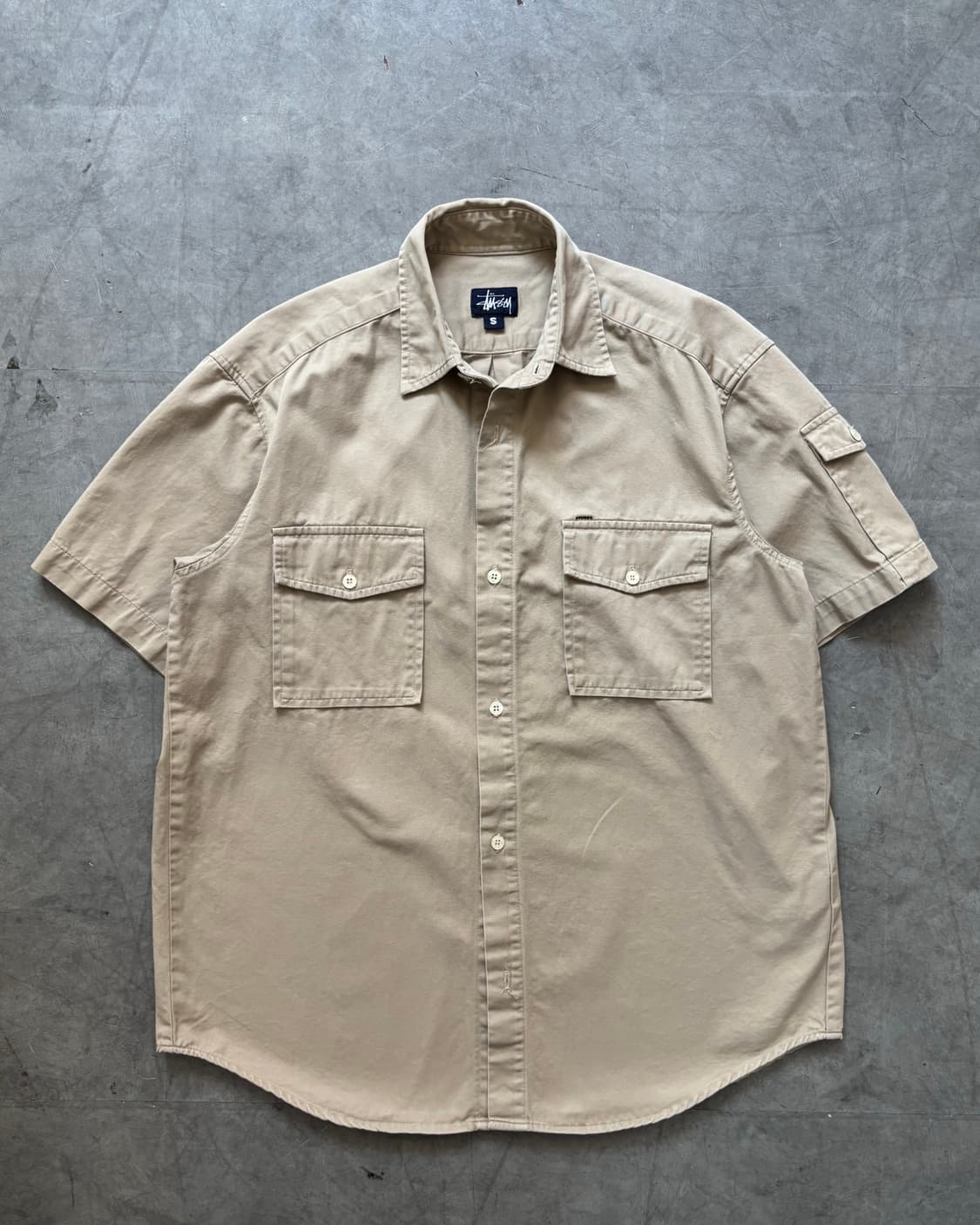 Stussy 스투시 90’s 베이지 반팔 셔츠 상품이미지1