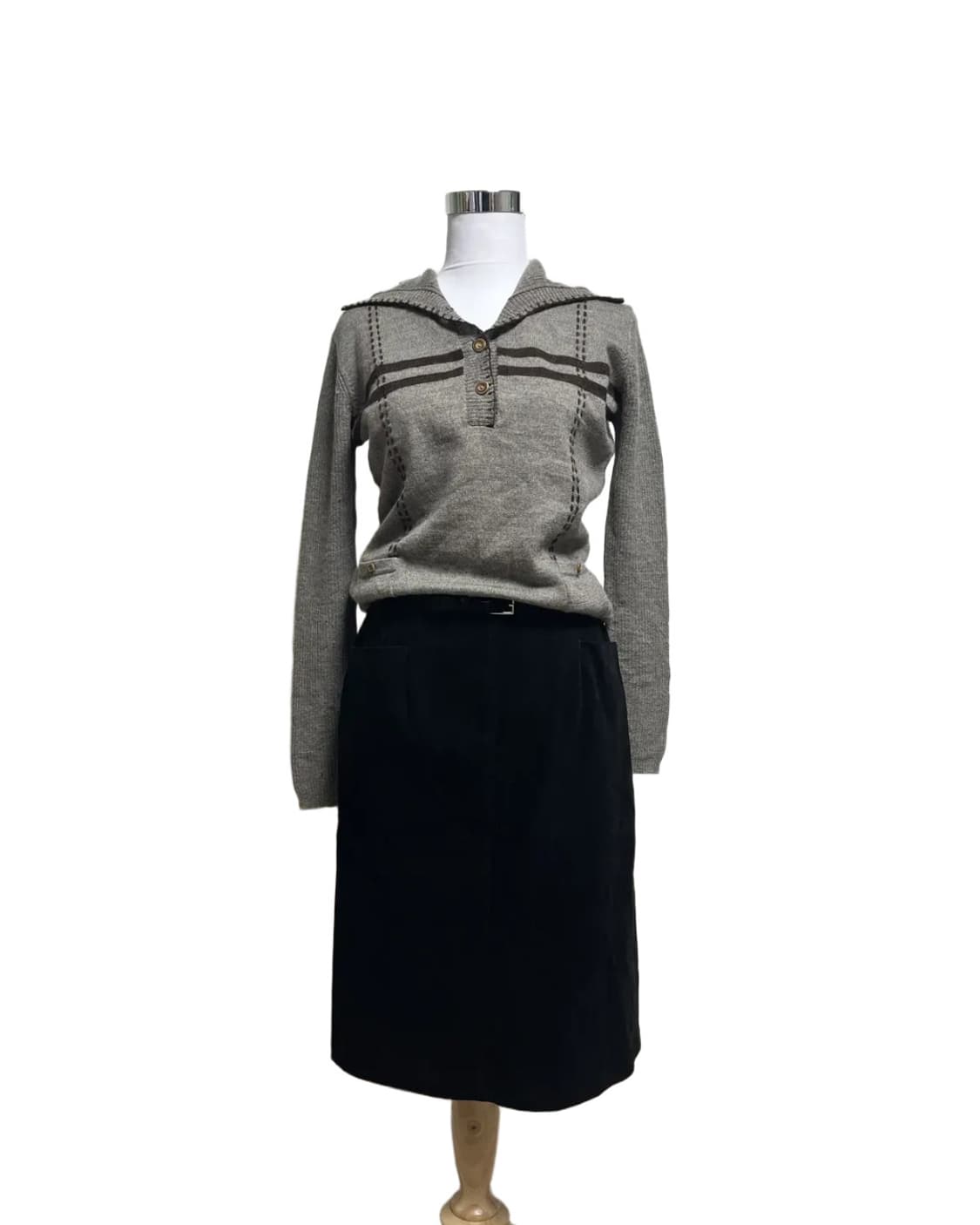 Button&collar wool knit 상품이미지5