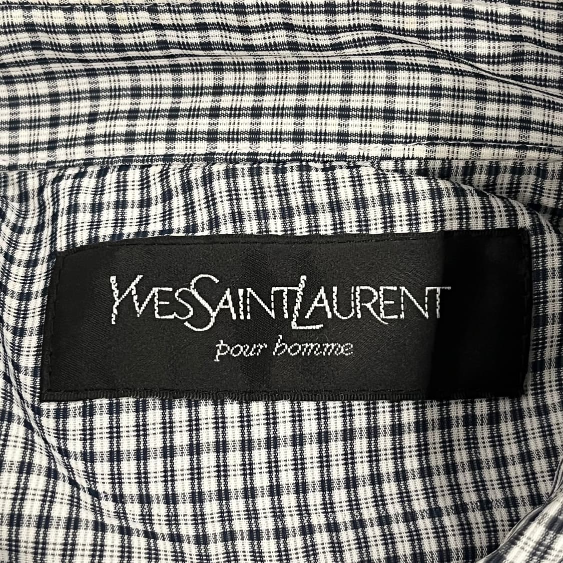 [정품] 입생로랑 깅엄 체크 크롭 블루종 자켓 b17 상품이미지5