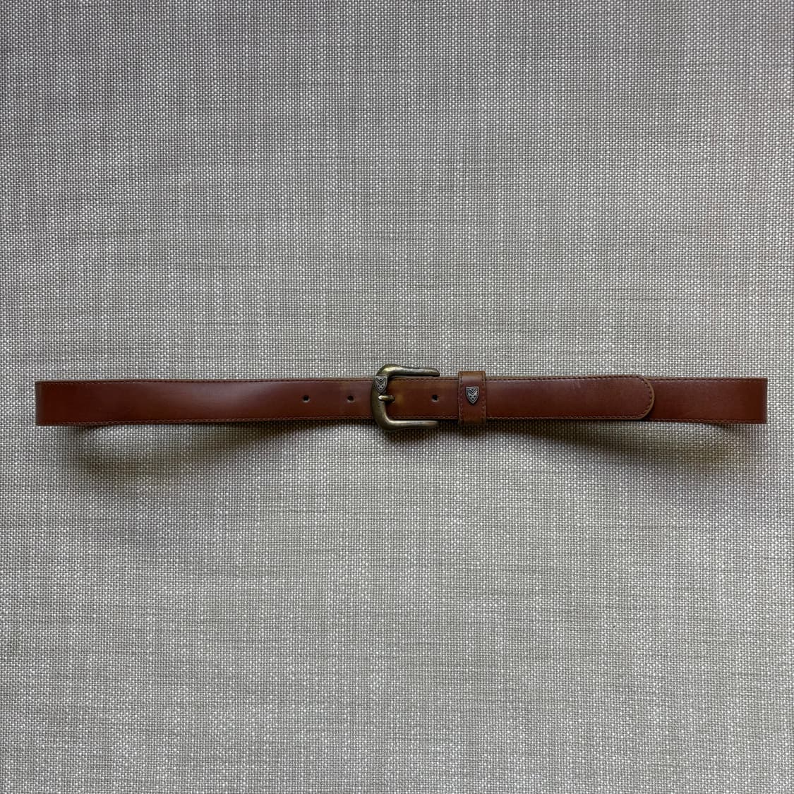 [33] 80s France 브라운 레더 브라스 버클 벨트 상품이미지2