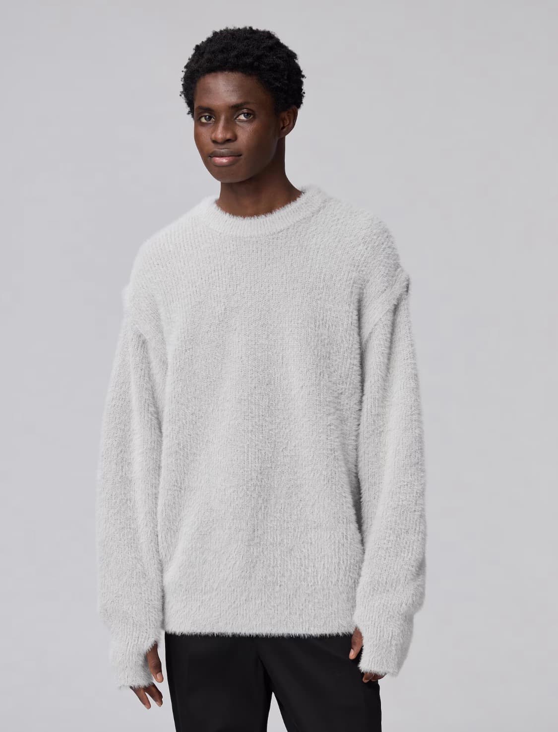 [XXL] 25 신상 GU 언더커버 UG 샤기 크루넥 니트 그레이 상품이미지2