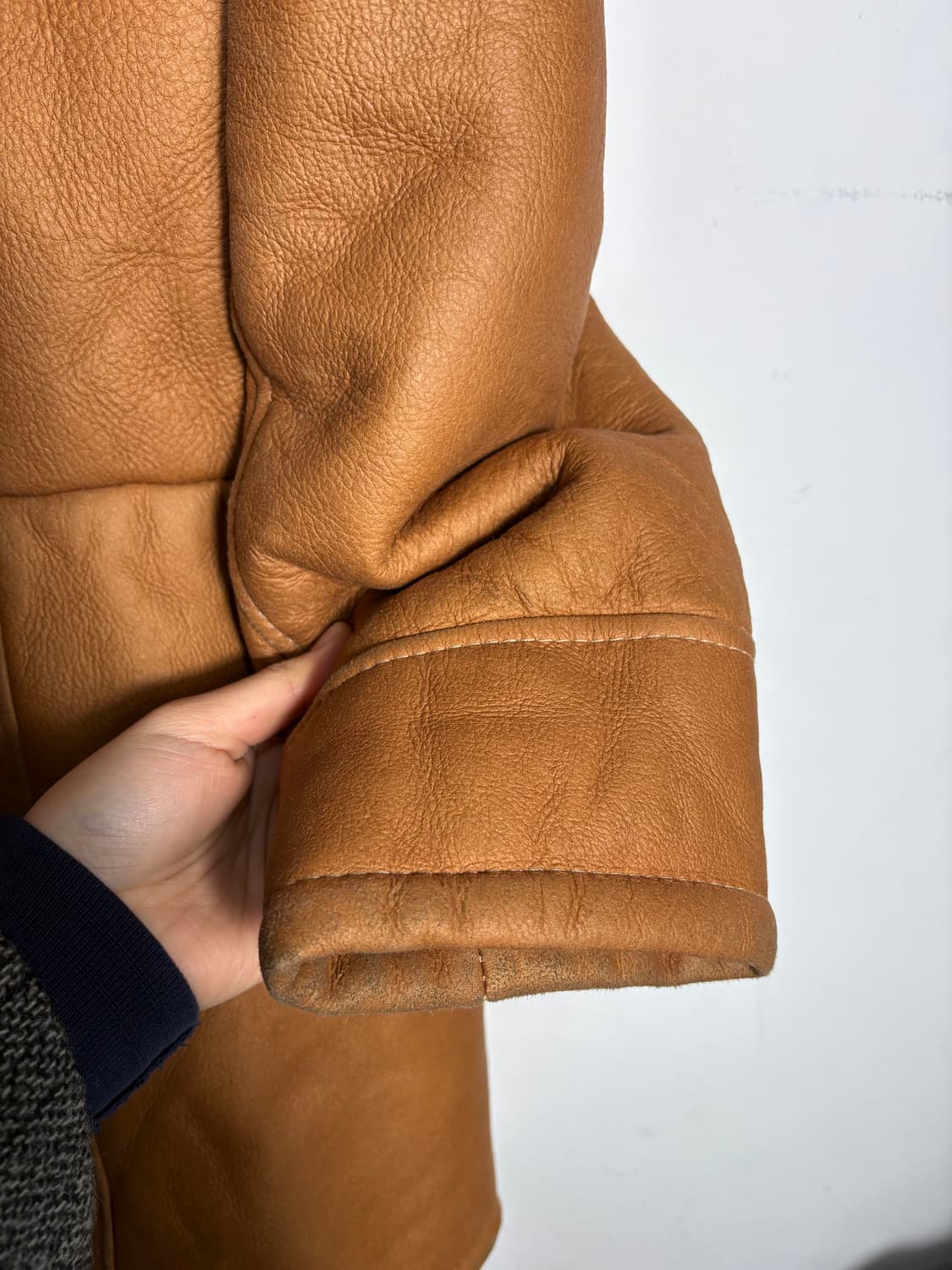 리얼 무스탕 더플 하프 코트 상품이미지10