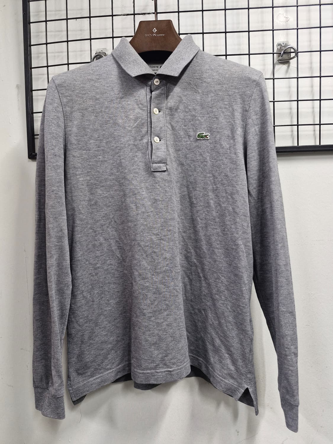 95M 라코스테 카라 긴팔티 회색. 상품이미지1