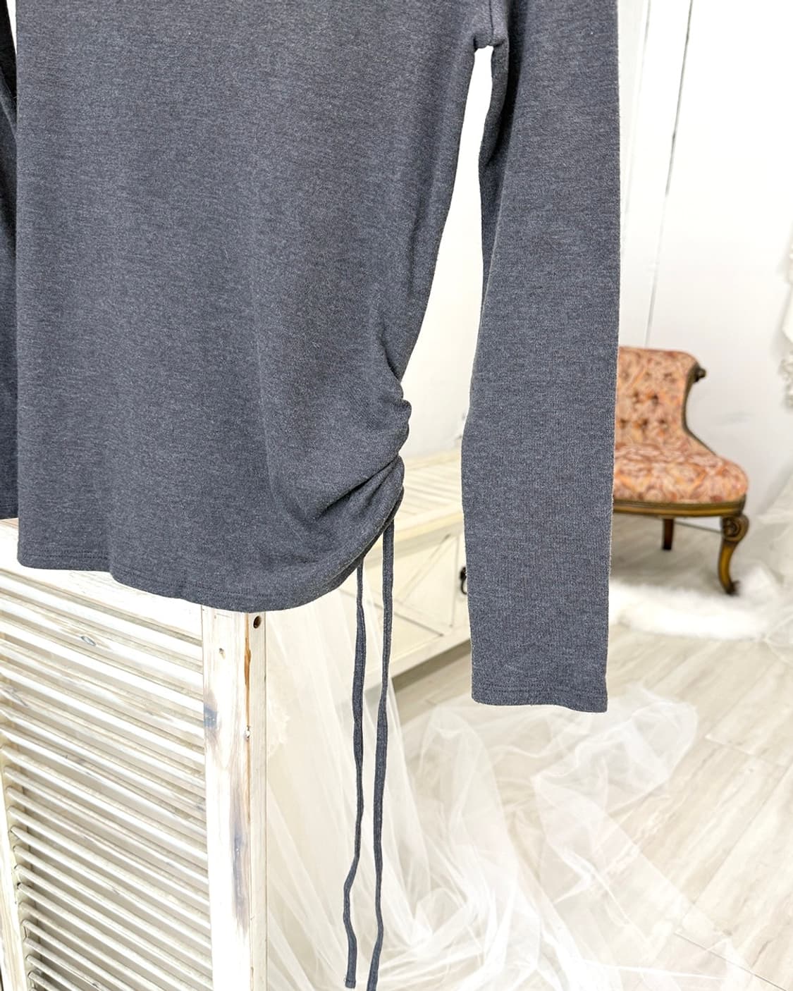 Gray Shirring Off-Shoulder Longsleeve 상품이미지8