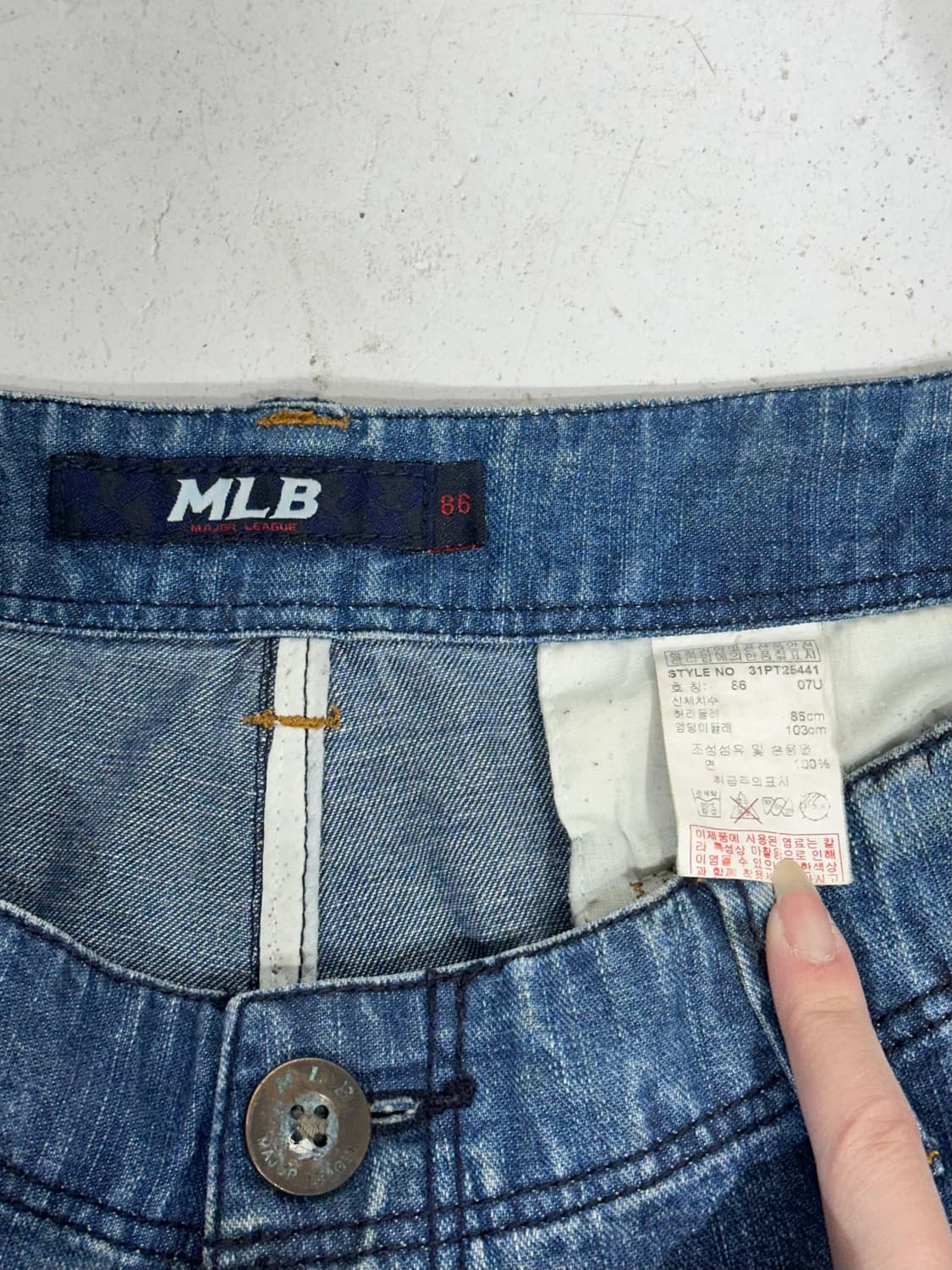 MLB 중청 다저스 콜라보 올드스쿨 데님 힙합 카고 팬츠 청바지  상품이미지7