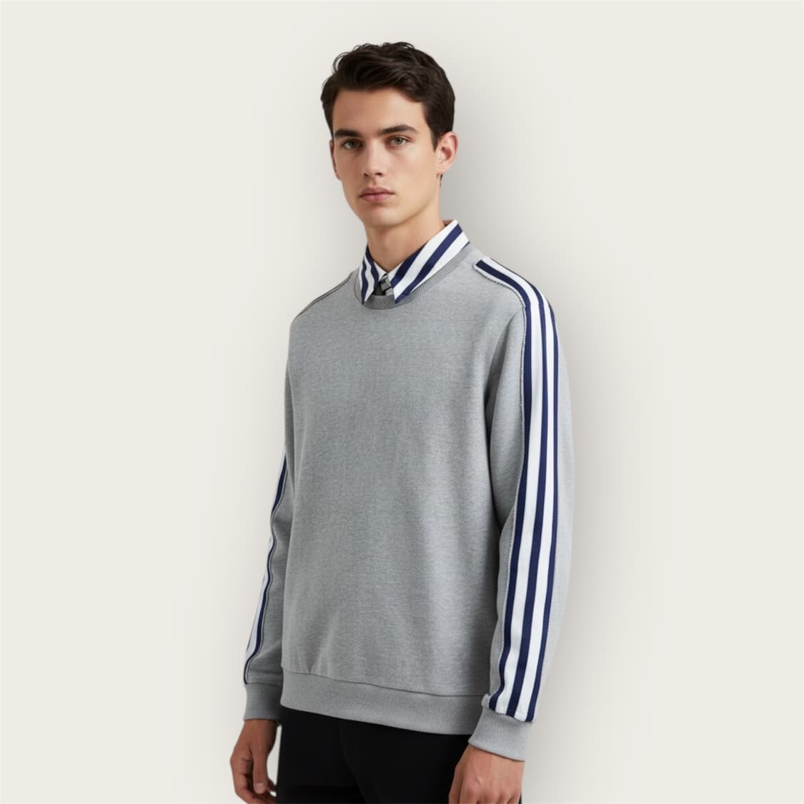 .46/ 솔리드옴므 백로고 셔츠레이어링 맨투맨 상품이미지1