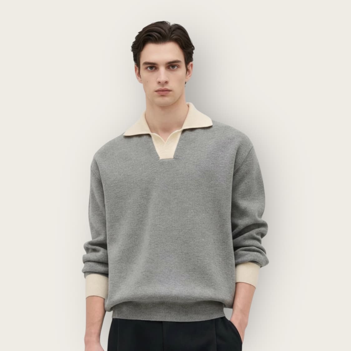 100/ 시스템옴므 21FW 오픈카라 니트 상품이미지1