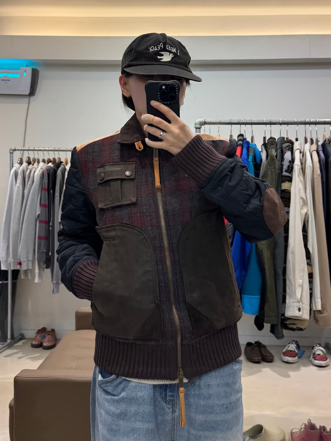 디스퀘어드2 레더배색 타탄체크 퀼팅 블루종  상품이미지4