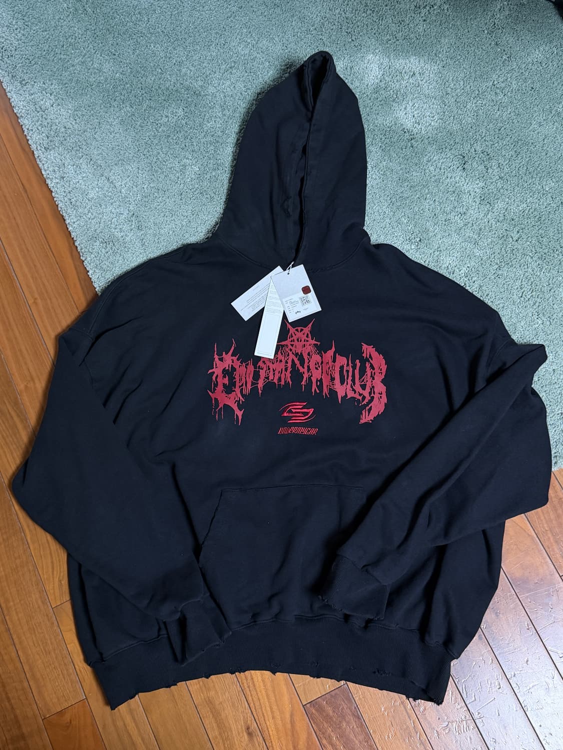 [2] 에모스탠스클럽 언더마이카 더블로고 오버사이즈 후드 상품이미지1