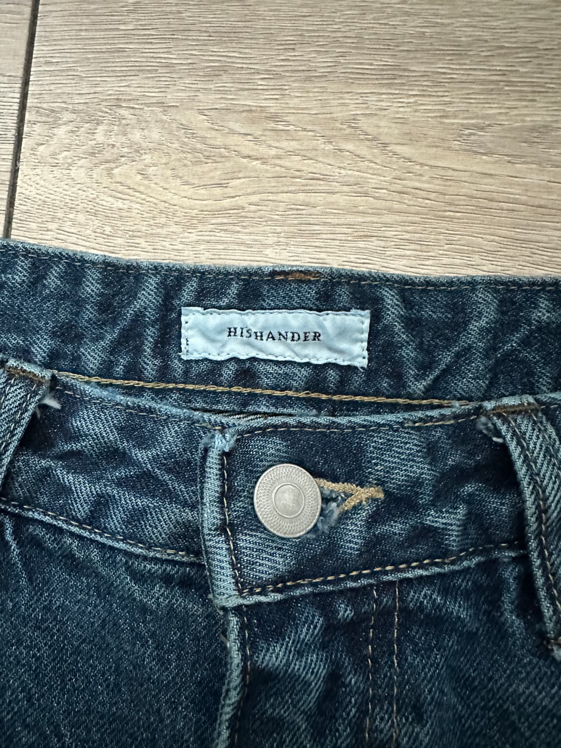 히즈핸더 WASHED WIDE DENIM PANTS BLUE - 3 상품이미지3