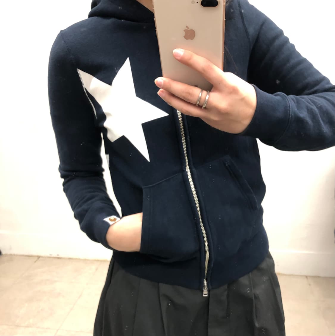 베이프 스타 딱붙핏 후드 집업 상품이미지3