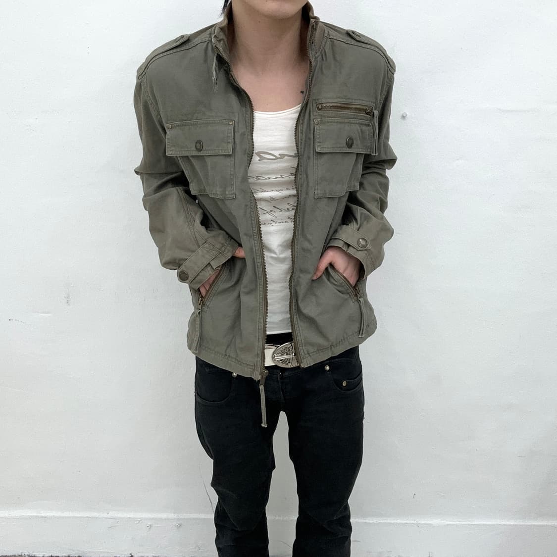 Khaki military grunge jacket  상품이미지1