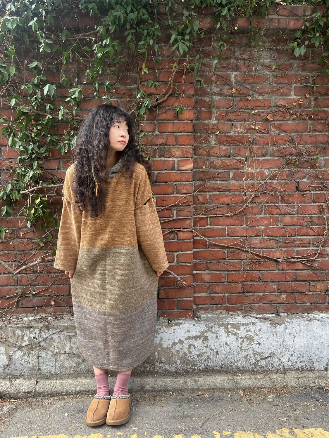 히피 무드 롱 후드 원피스 상품이미지1