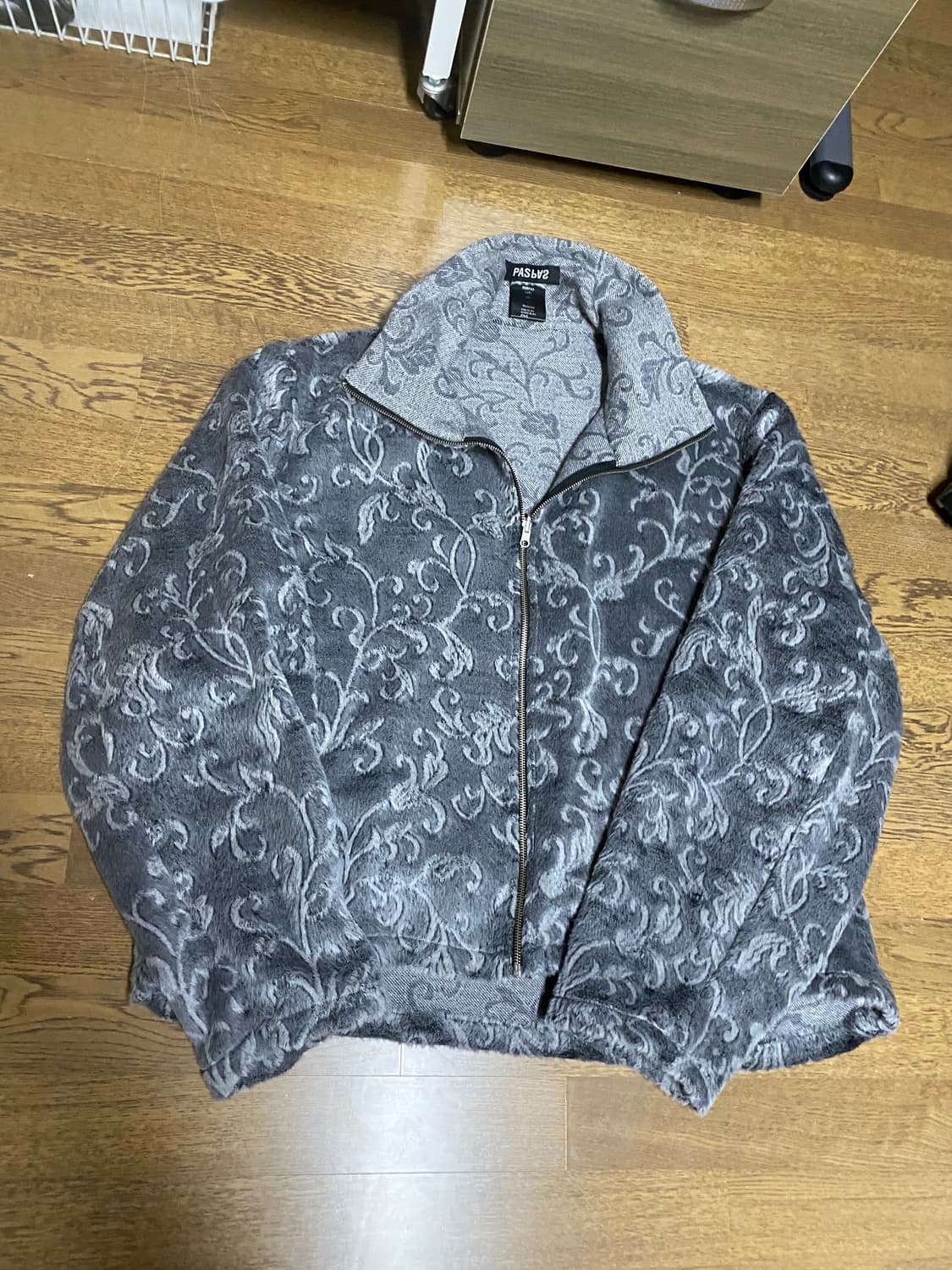 ourpas 031 페이즐리 자카드 후리스 자켓 그레이 os 상품이미지2