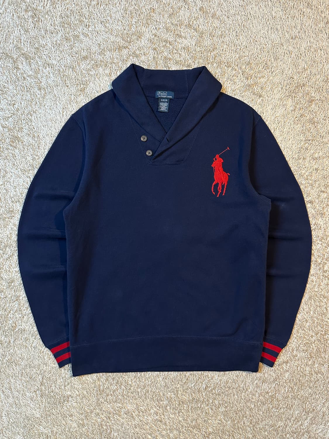 폴로 랄프로렌 빅포니 로고 숄카라 맨투맨 네이비 상품이미지1