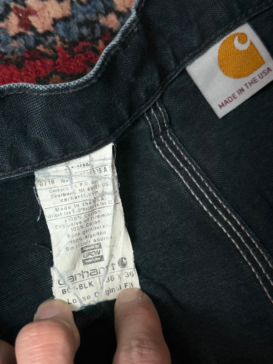 OG USA Made 칼하트 B01 더블니 블랙 칼하트 썩블니 카펜터 상품이미지9