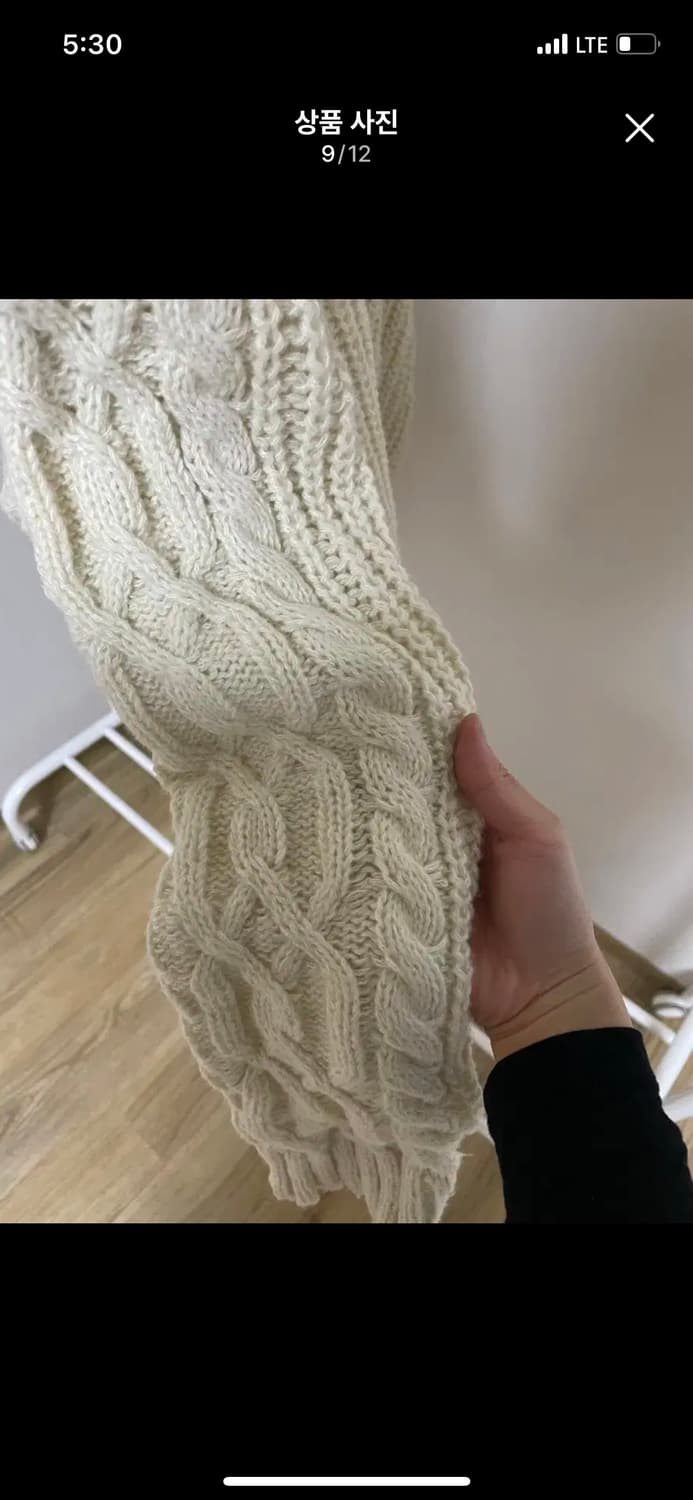 러브미모어 아이보리 꽈배기 니트 후드 가디건 더플 떡볶이 단추 빈티지 상품이미지8