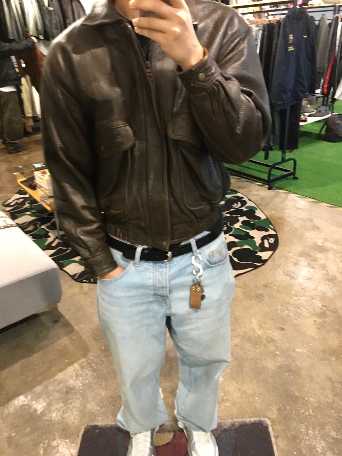 HANAI 80s 가죽 자켓 브라운 상품이미지3
