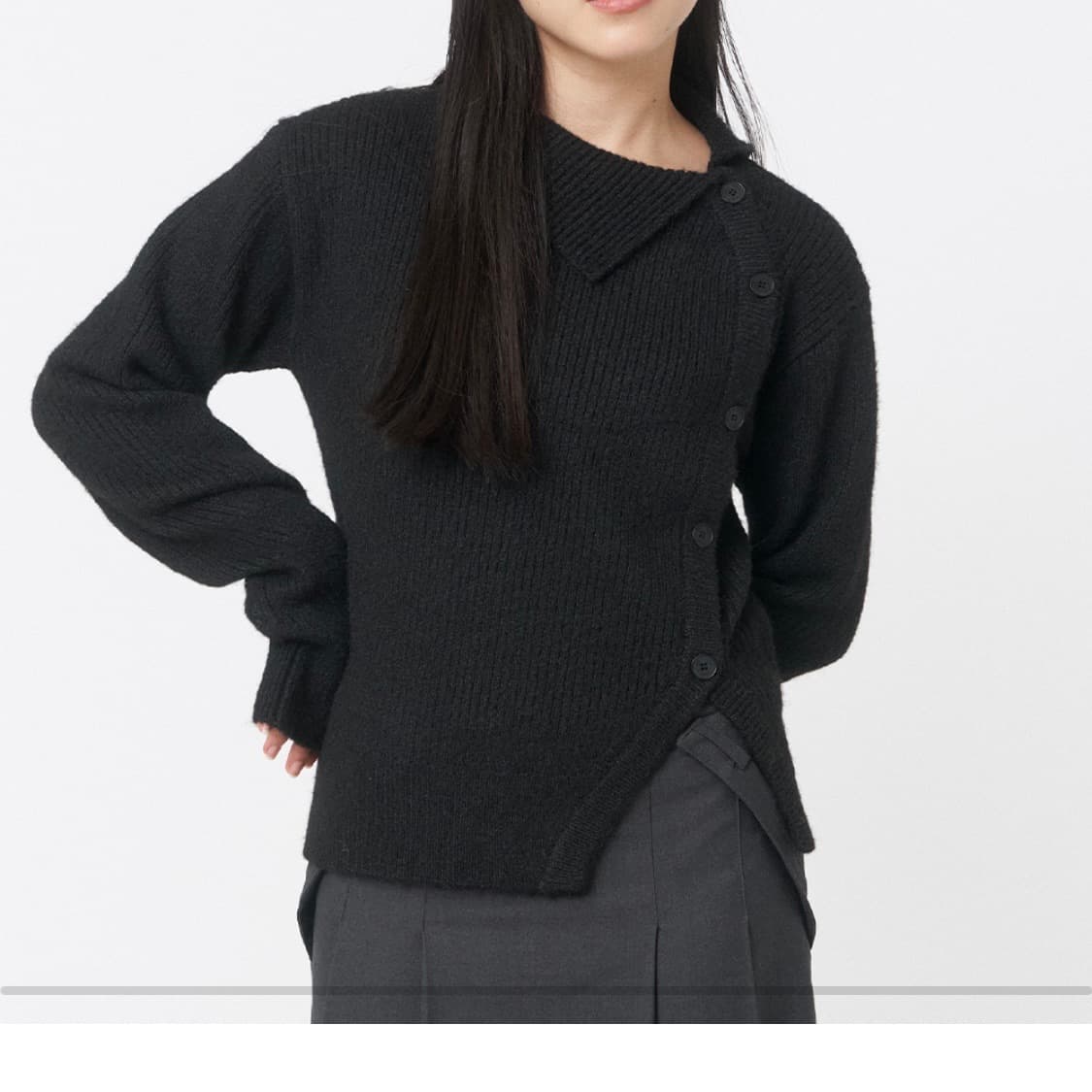 MISEKI SEOUL Side button knit BLACK 상품이미지1
