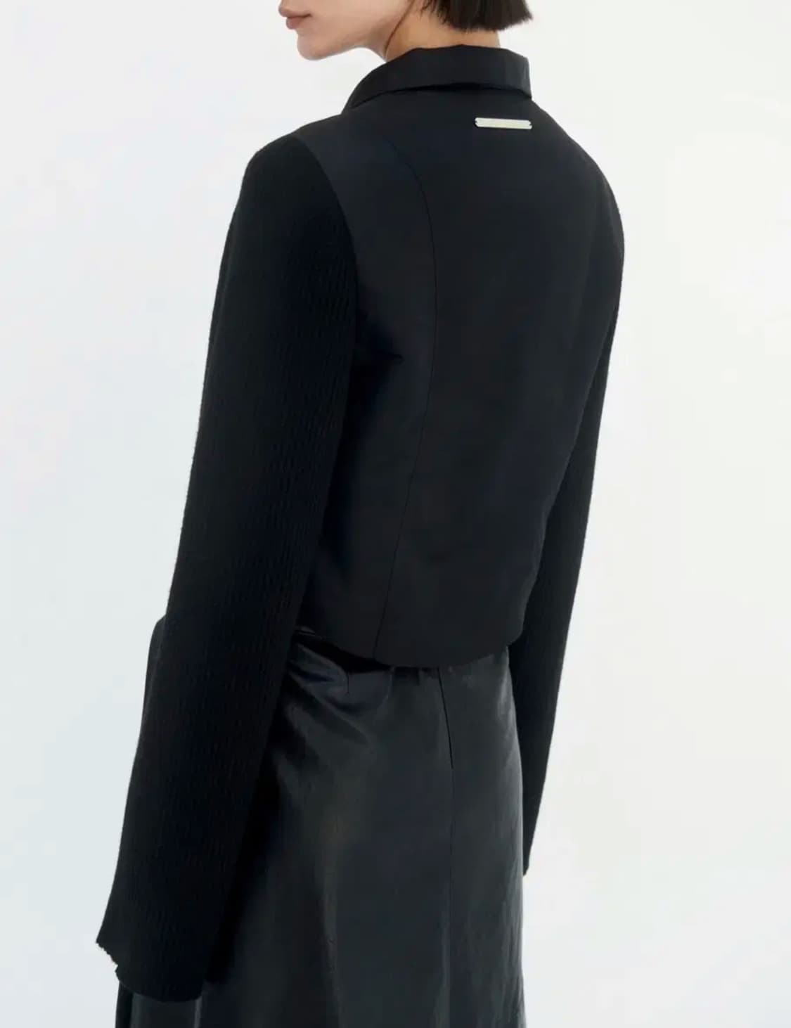 트리밍버드 Knit sleeve cropped jacket [black] 상품이미지2