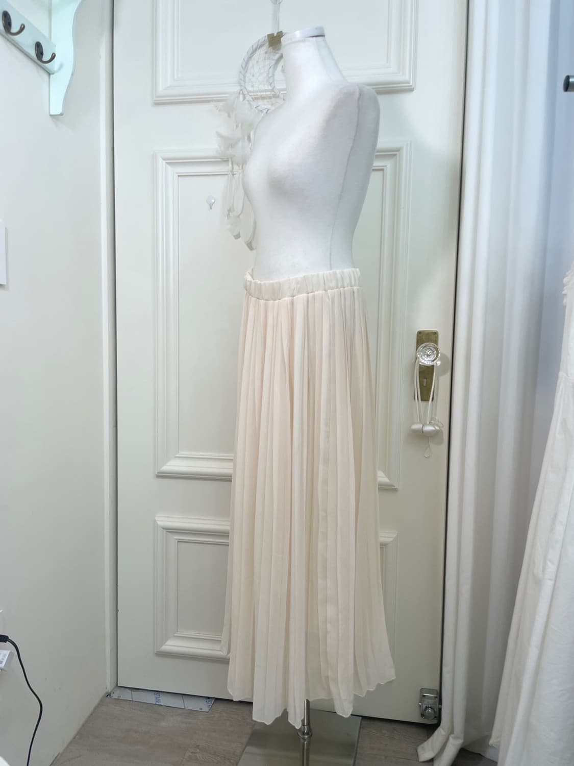 sheer coral pleats banding lomg skirt 상품이미지2