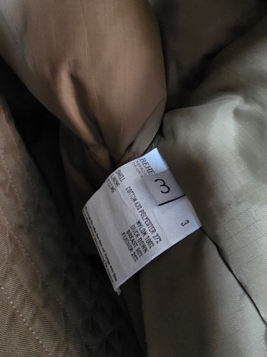 24fw 비헤비어 N3B 덕다운 패딩 밀 파카 세이지올리브 사이즈 3 라 상품이미지5