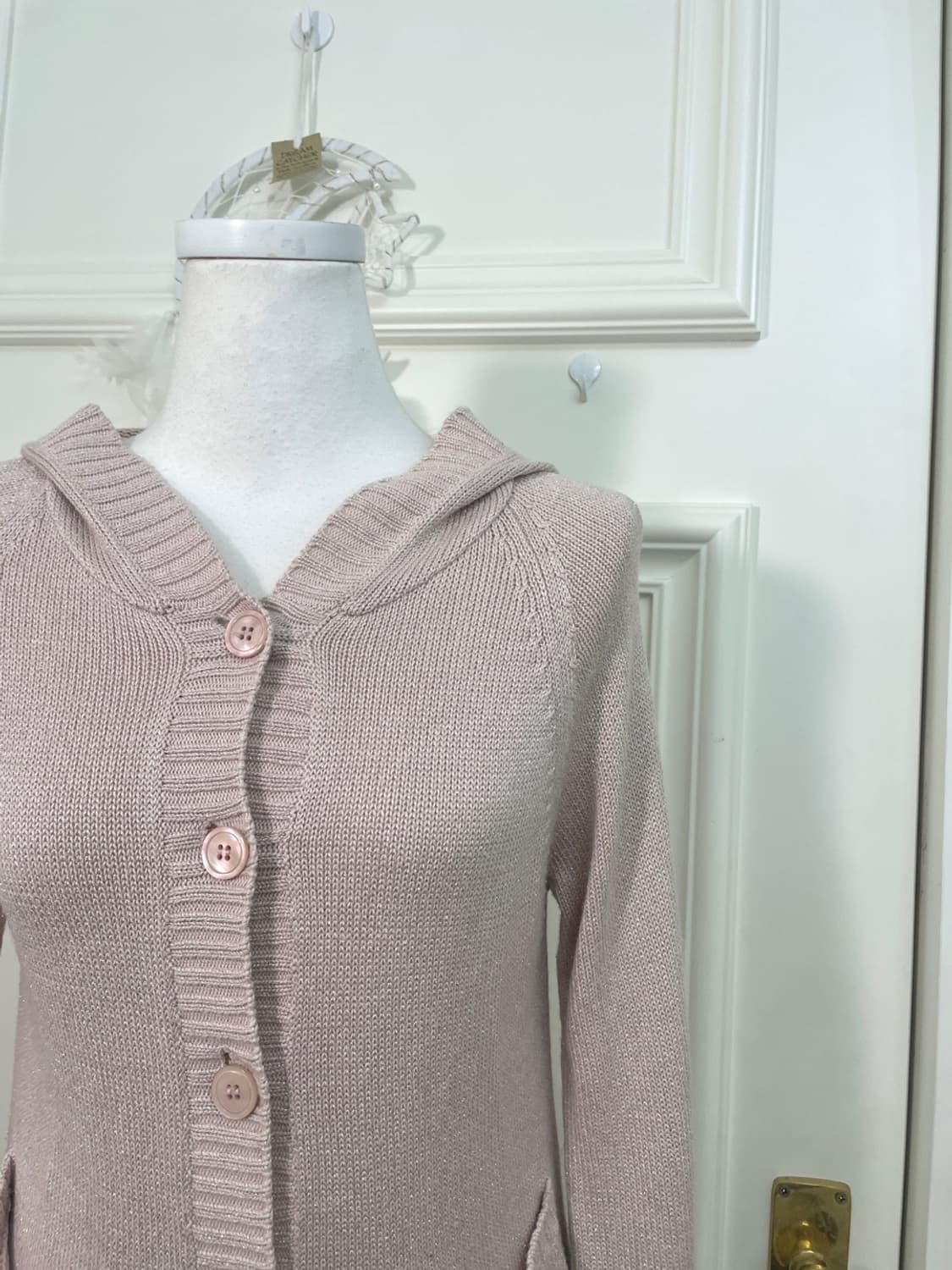 KUMIKYOKU pink glitter hoodie cardigan 상품이미지6