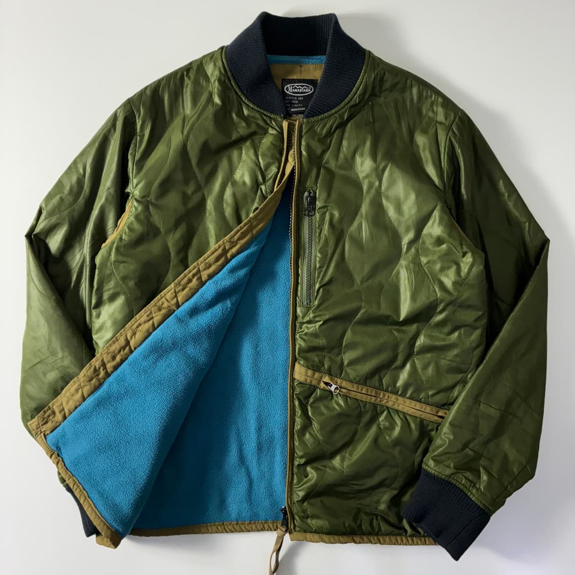 Manastash 마나스타시 카키 퀼트드 봄버 자켓 상품이미지1