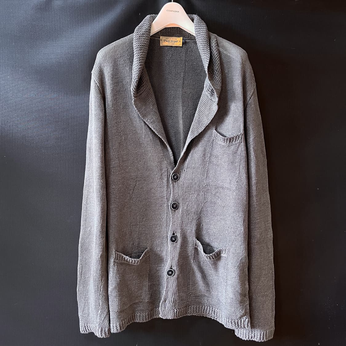 Paul Stuart 아이리쉬 헤비 린넨 숄라펠 니트 카디건 Made i 상품이미지2