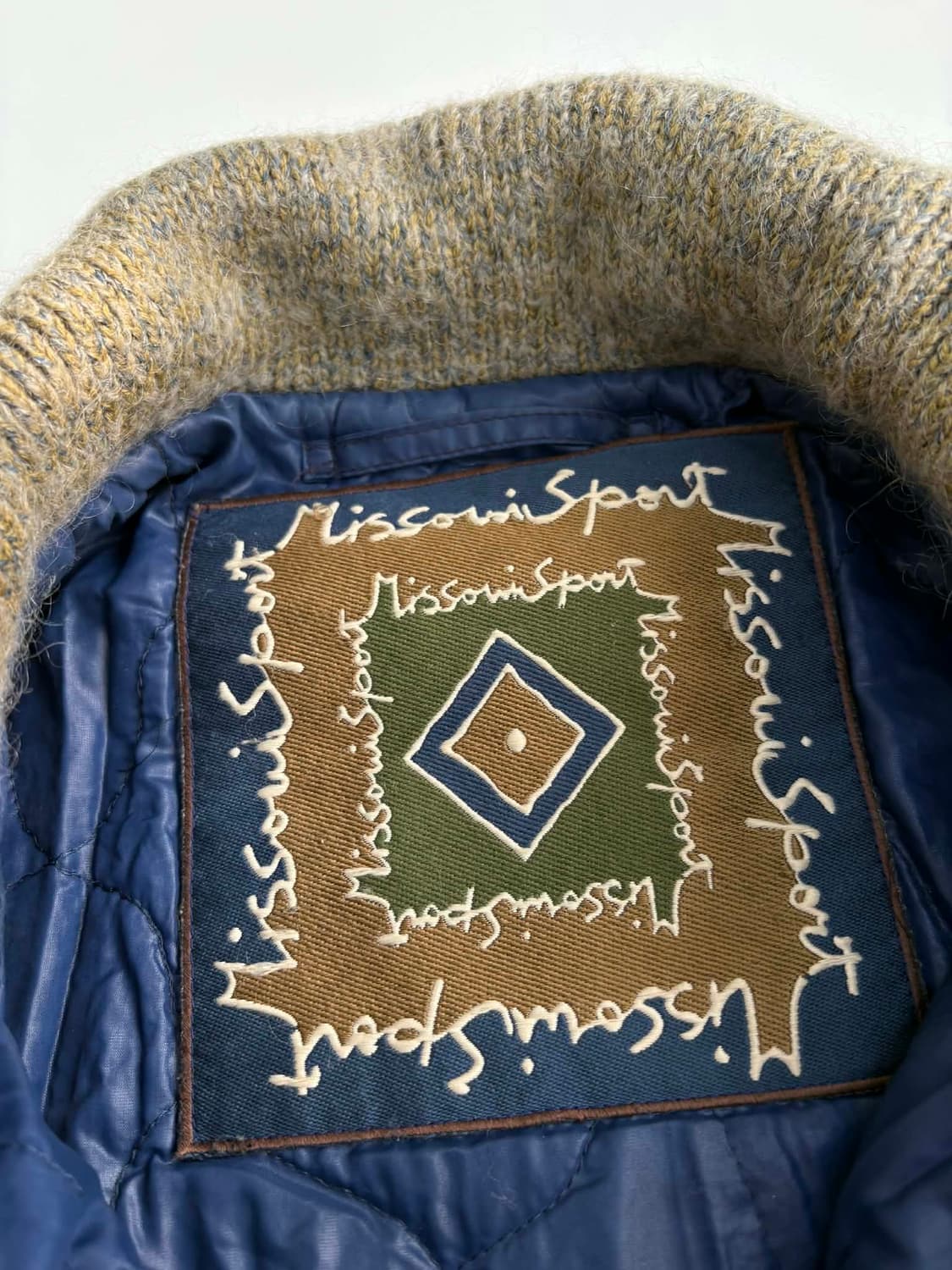 1990s 미쏘니 스포츠 나바호 아가일 패턴 퀄팅 니트 자켓 상품이미지3