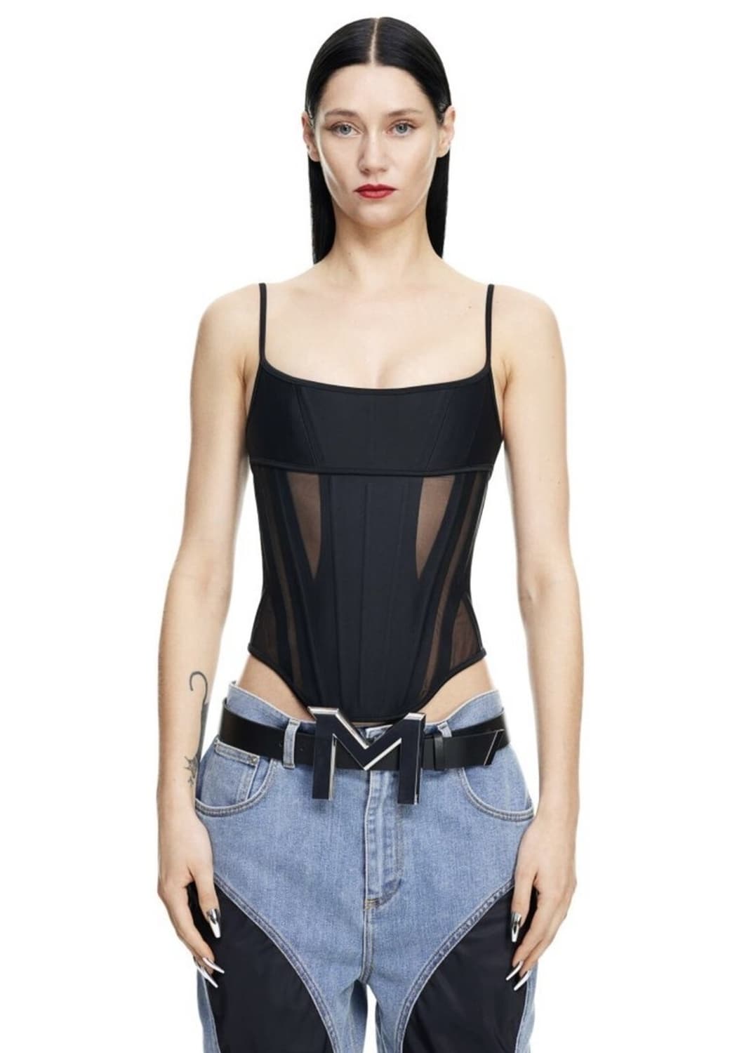 Mugler 뮈글러 X h&m 매쉬 패널 코르셋 탑 상품이미지1