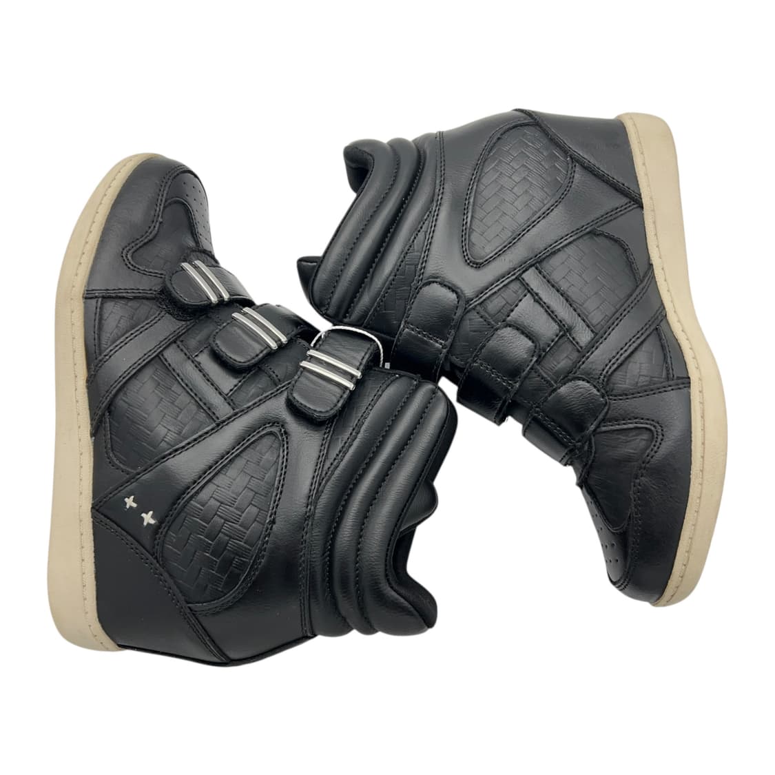 250 W 스케쳐스 스트랩 웨지힐 레더 스니커즈 블랙 상품이미지2